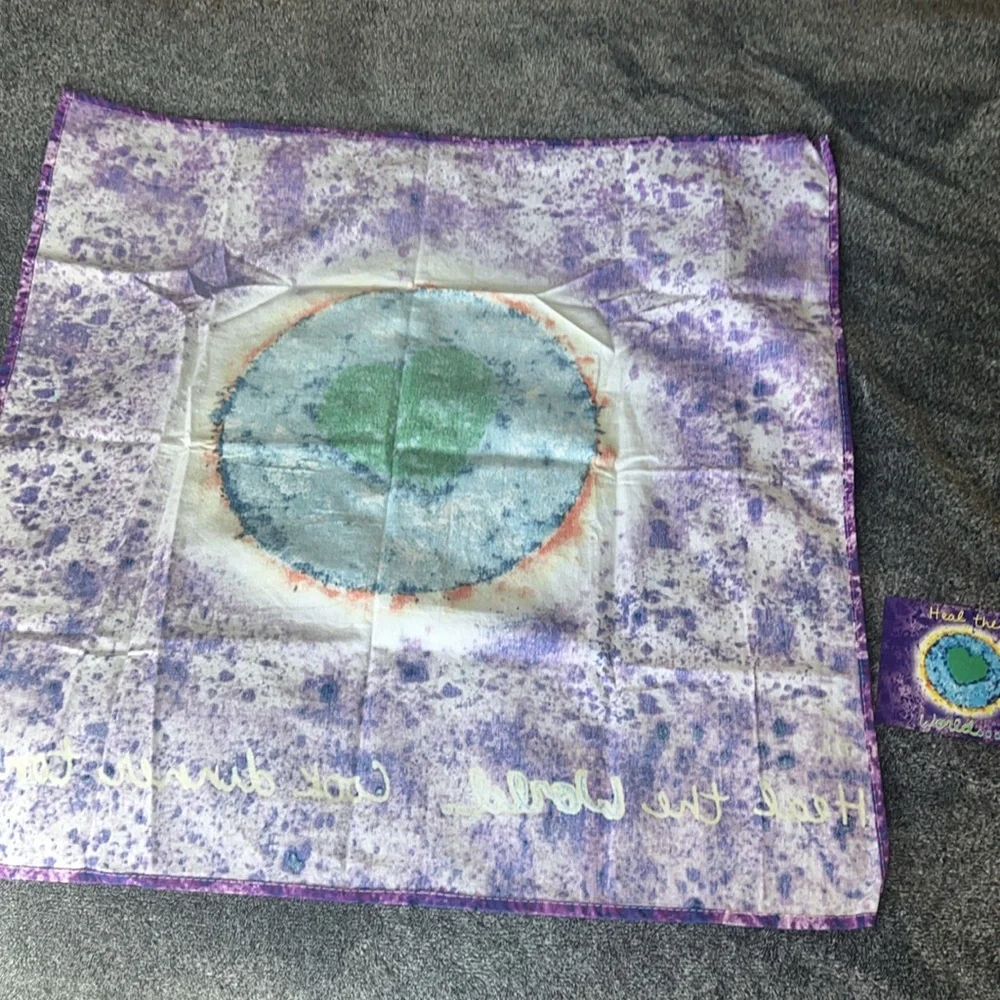Penzeys Tie Dye Heal The World Cook DInner Tonight Towel / Cloth and Magnet